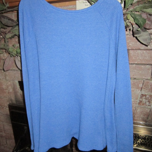 Free People | Waffle Knit Thermal Blue Oversized Swing. Sz S - Picture 4 of 4